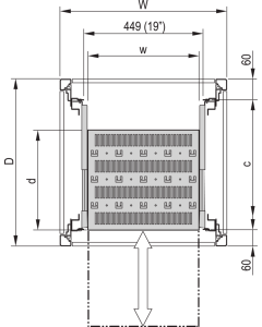 19"SHELF TELE.2U C=500 RAL7021