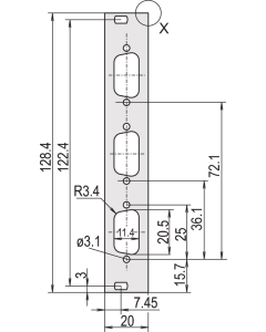 PART.FRONT PANEL 3U 4HP 3X9WAY DC/O