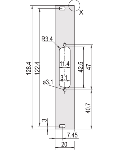 PART.FRONT PANEL 3U 4HP 1X25WAY DC/O