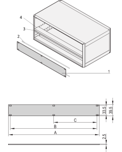 PART.FRONT PANEL 1U 28HP