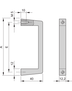 FRONT HANDLE ALU 2U CLEAR