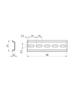 OMEGA DIN RAIL 35-15 125L (4X)